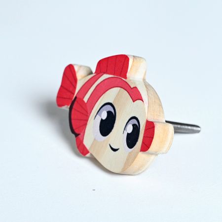 Handmade Pine Wood Fish Knob for Kids Furniture